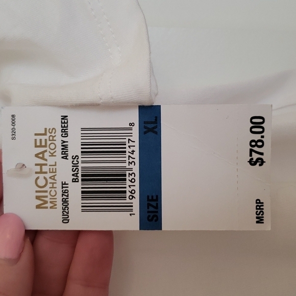 Michael Kors Women's White Short Sleeve Tee Gold Logo - Size XL - Picture 5 of 8